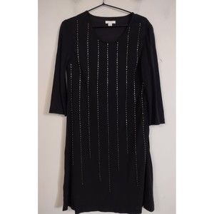 Garnett Hill Black 3/4 sleeve knee length beaded accent sheath dress size 4